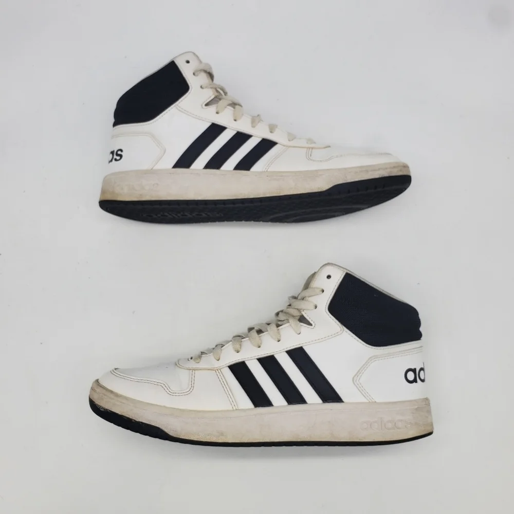Adidas Shoe Mens 10.5 Neo Hoops 2.0 BB7208 White Black Casual Sneakers